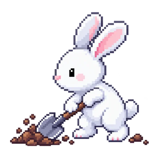 Conejito de Bunny-Space preparando la madriguera
